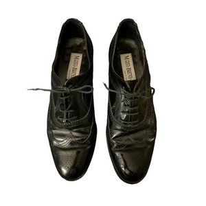 Mario Bruni Black Lace Wingtip Shoe Mens Size 10M‎ Made In  Italy Very Good